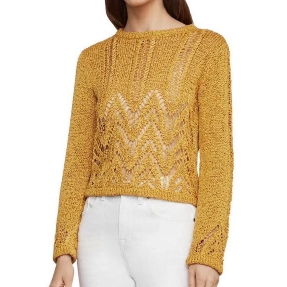 NEW BCBGMAXAZRIA Crochet Golden Sweater Size Small